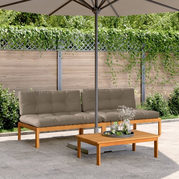 vidaXL midtermoduler til pallesofa 2 stk. med hynder massivt akacietræ