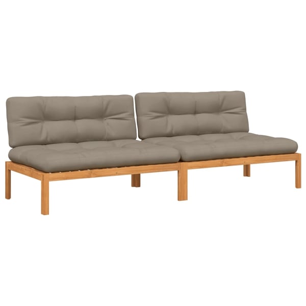 vidaXL midtermoduler til pallesofa 2 stk. med hynder massivt akacietræ
