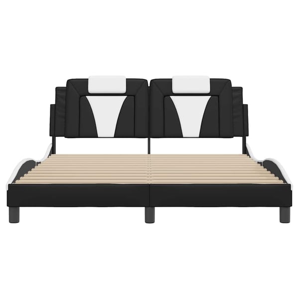 vidaXL sengeramme uden madras Viana 160x200 cm kunstlæder sort og hvid