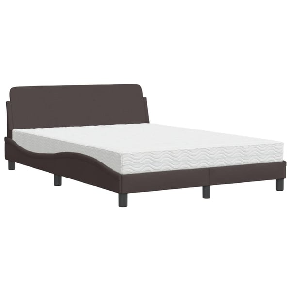 vidaXL seng med madras Dover 140x190 cm stof mørkebrun