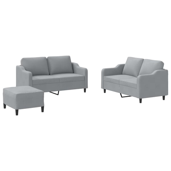 vidaXL sofasæt 3 dele med hynder stof lysegrå