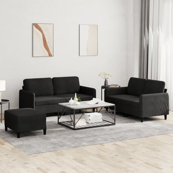 vidaXL sofasæt 3 dele velour sort