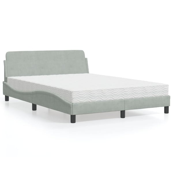 vidaXL seng med madras Dover 140x200 cm velour lysegrå