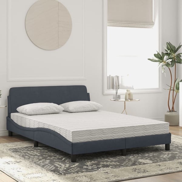 vidaXL seng med madras Dover 140x200 cm velour mørkegrå