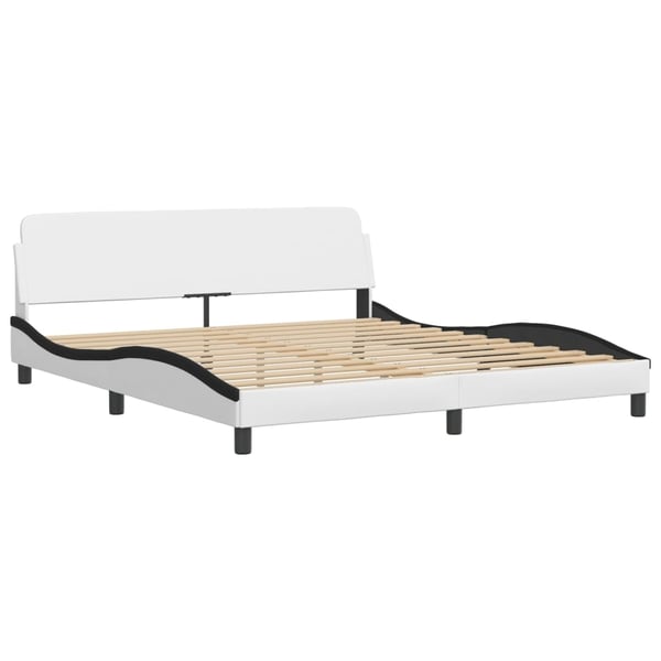 vidaXL seng med madras Dover 180x200 cm kunstlæder hvid og sort