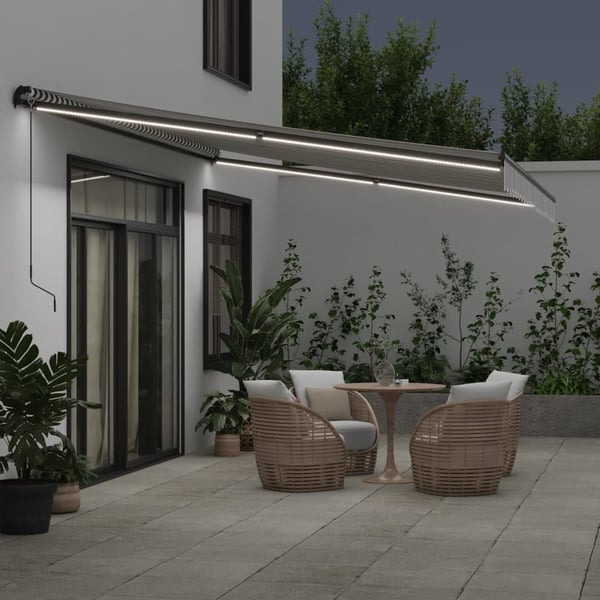 vidaXL Manuell uttrekkbar markise med LED antrasitt og hvit 500x350 cm