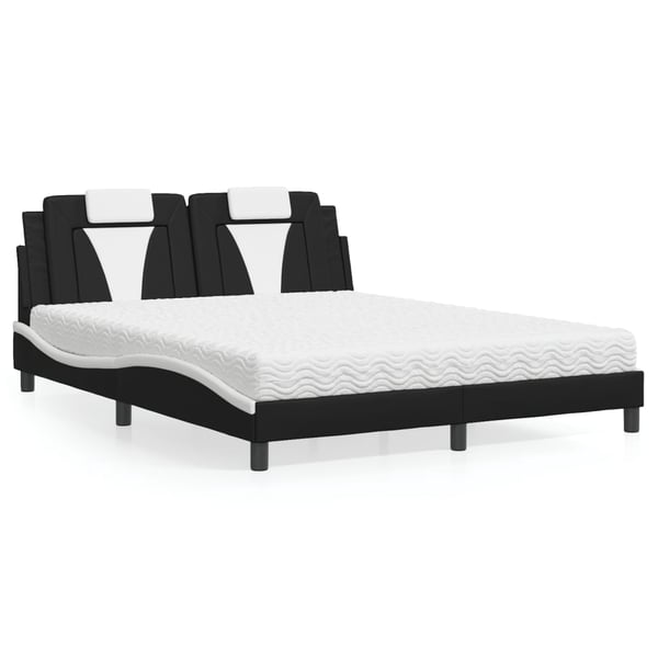 vidaXL seng Viana med madras 160x200 cm kunstlæder sort og hvid