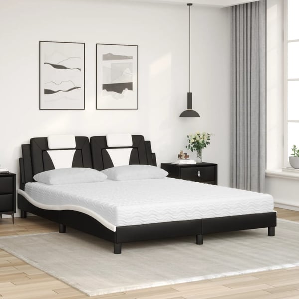 vidaXL seng Viana med madras 160x200 cm kunstlæder sort og hvid
