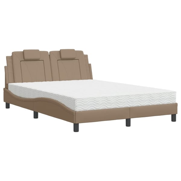 vidaXL seng Viana med madras 140x200 cm kunstlæder cappuccinofarvet