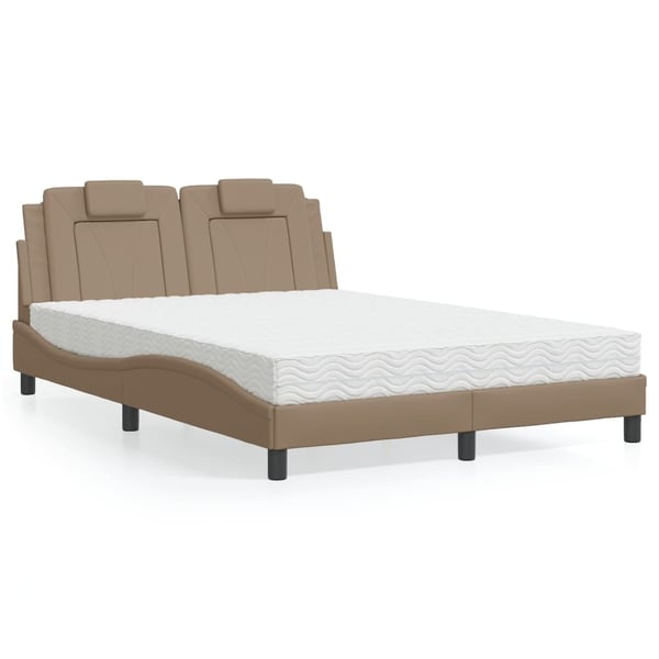 vidaXL seng Viana med madras 140x200 cm kunstlæder cappuccinofarvet