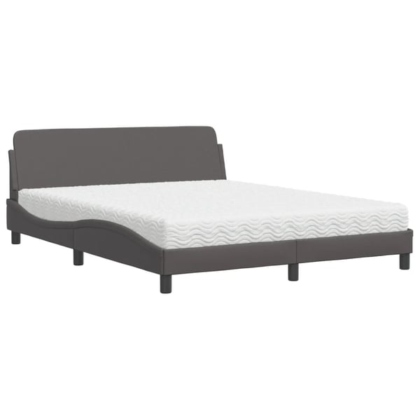 vidaXL seng med madras Dover 160x200 cm kunstlæder grå