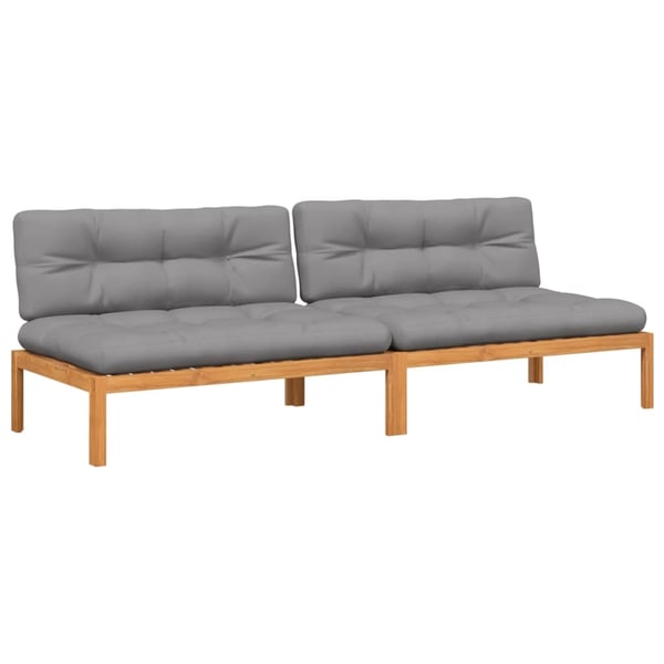 vidaXL midtermoduler til pallesofa 2 stk. med hynder massivt akacietræ