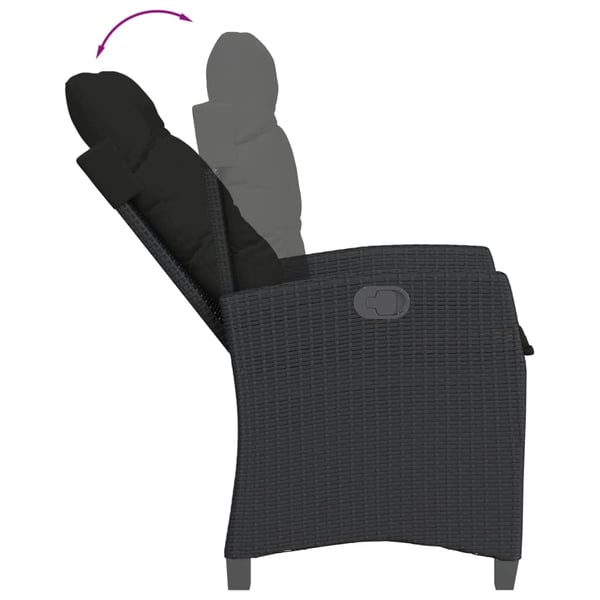 vidaXL spisebordssæt til haven 3 dele med hynder polyrattan sort