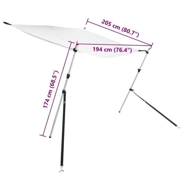 vidaXL T-Top solskjermutvidelse hvit 174x205x(115-194) cm
