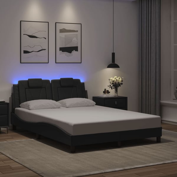 vidaXL sengeramme Viana med LED uden madras 140x200 cm lysegrå