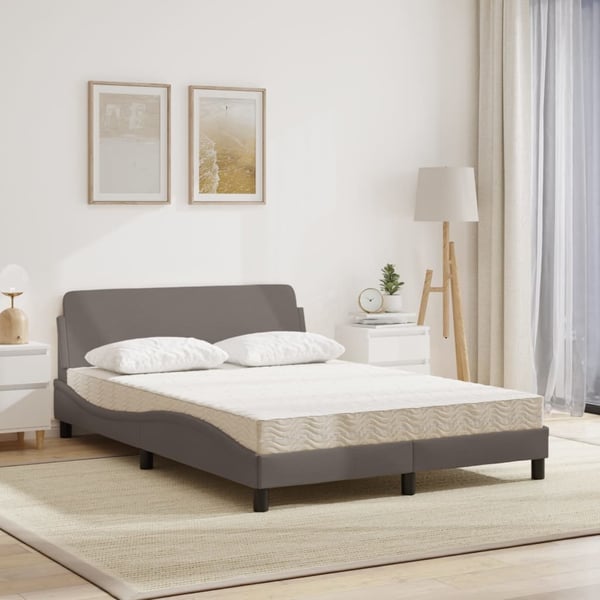 vidaXL seng med madras Dover 120x200 cm stof gråbrun