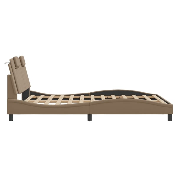 vidaXL sengeramme Viana med LED uden madras 140x200 cm cappuccinofarvet
