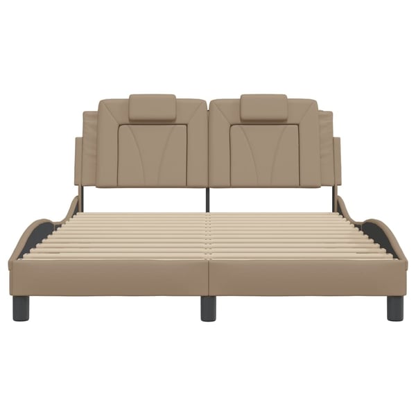 vidaXL sengeramme Viana med LED uden madras 140x200 cm cappuccinofarvet