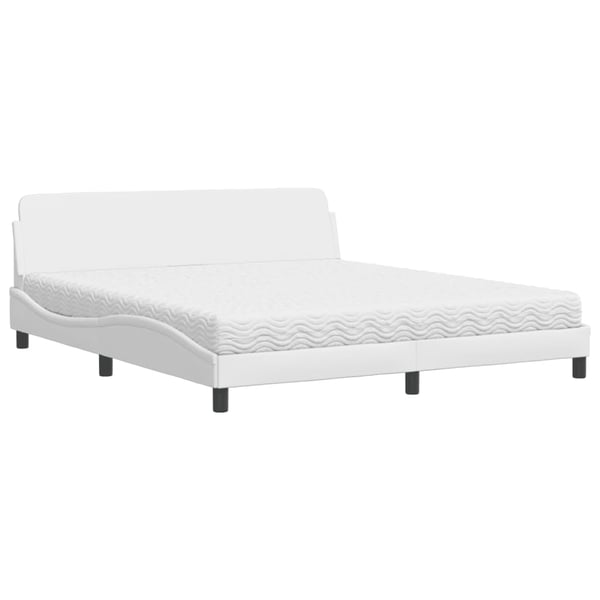 vidaXL seng med madras Dover 180x200 cm kunstlæder hvid