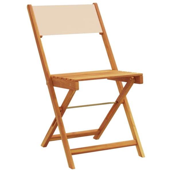 vidaXL Sammenleggbare hagestoler 4 stk beige stoff og heltre