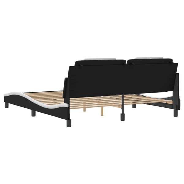 vidaXL sengeramme Viana med LED uden madras 180x200 cm sort og hvid