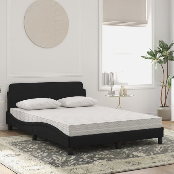 vidaXL seng med madras Dover 140x190 cm velour sort