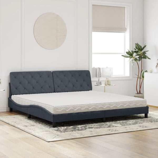 vidaXL seng med madras 200x200 cm velour mørkegrå