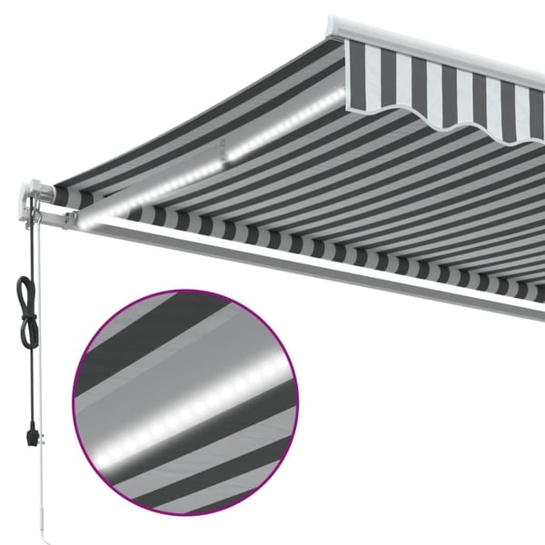 vidaXL Automatisk uttrekkbar markise LED antrasitt og hvit 500x350 cm