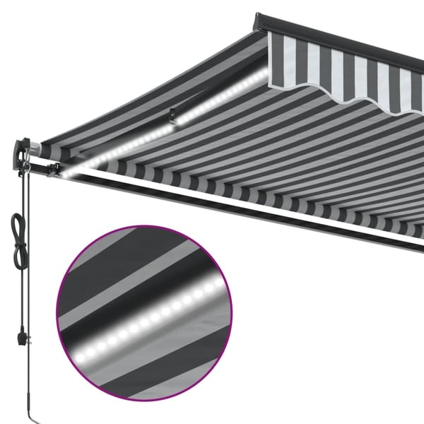 vidaXL Automatisk uttrekkbar markise LED antrasitt og hvit 600x350 cm