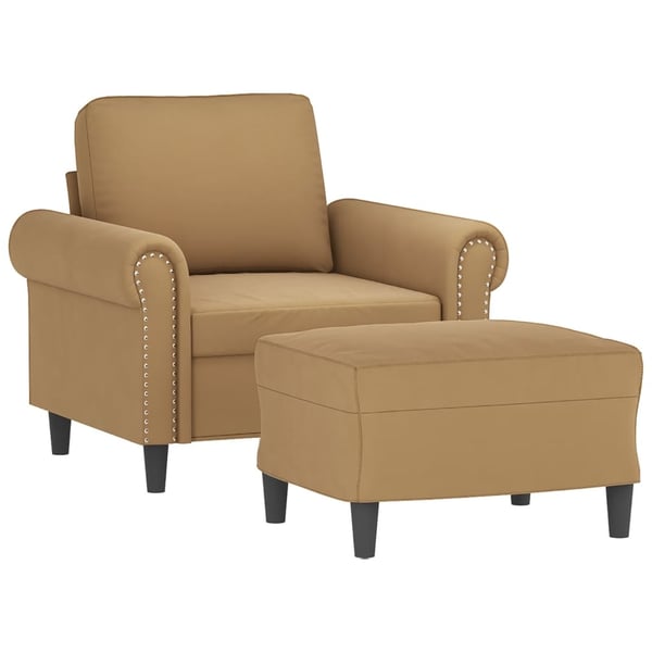 vidaXL sofastol med fodskammel 60 cm velour brun