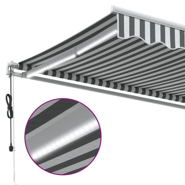 vidaXL Automatisk uttrekkbar markise LED antrasitt og hvit 400x350 cm