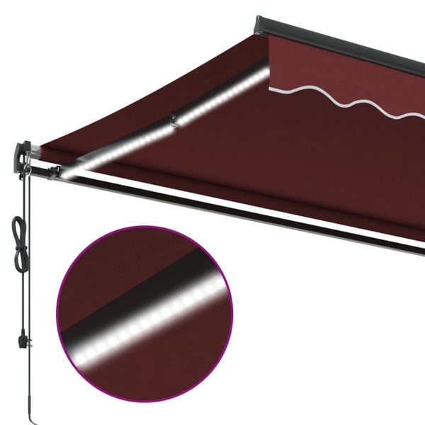 vidaXL Automaattimarkiisi LEDit viininpunainen 450x350 cm