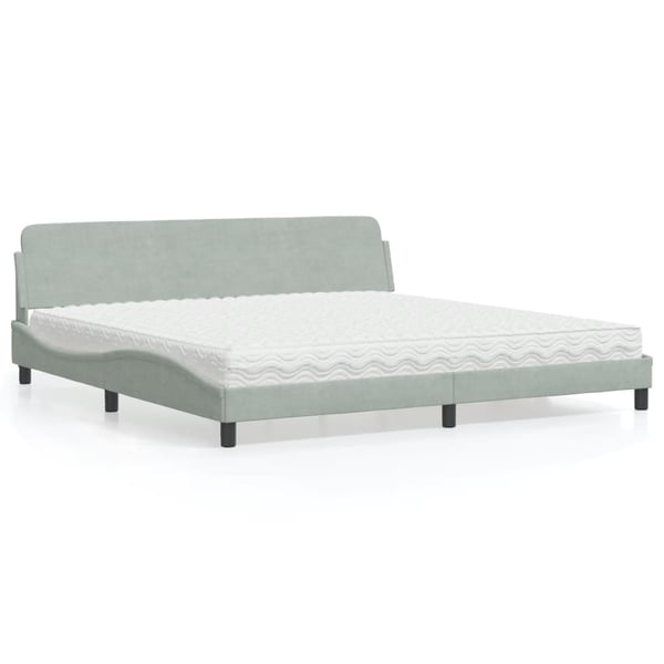 vidaXL seng med madras Dover 200x200 cm velour lysegrå