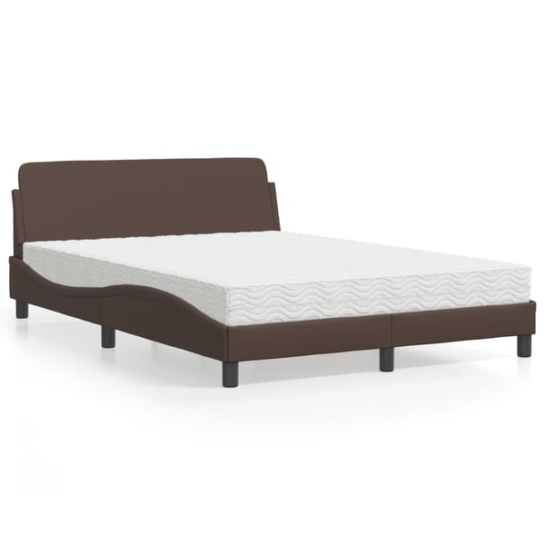 vidaXL seng med madras Dover 140x200 cm kunstlæder brun