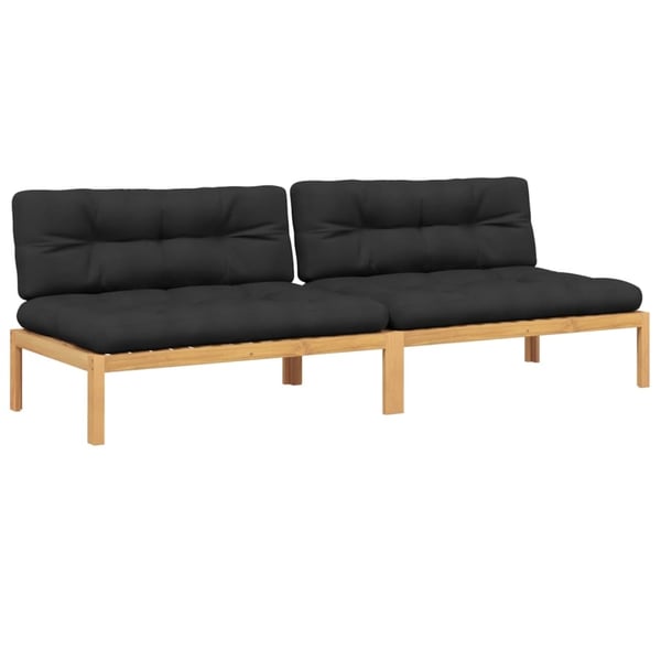 vidaXL midtermoduler til pallesofa 2 stk. med hynder massivt akacietræ