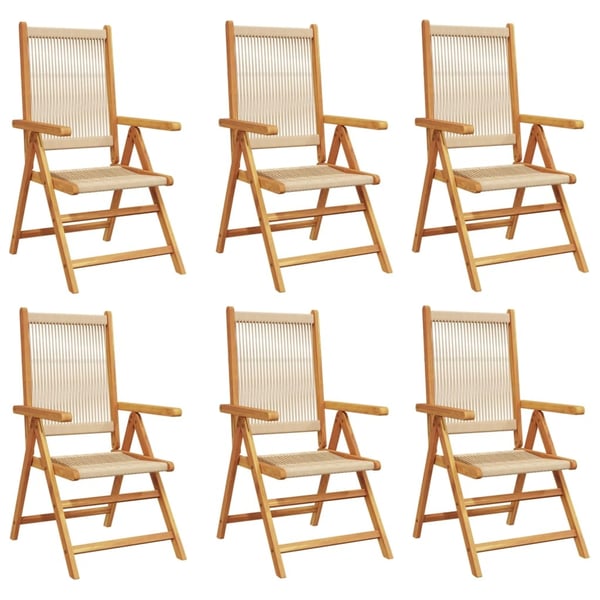 vidaXL Lenestoler for hage 6 stk beige heltre akasie