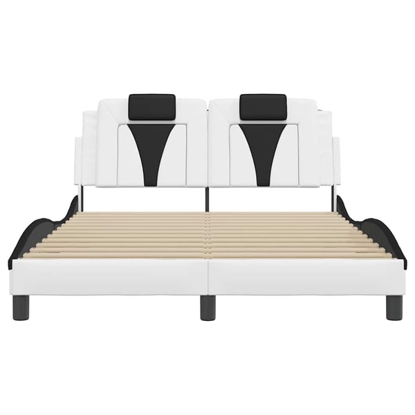 vidaXL sengeramme uden madras Viana 140x190 cm kunstlæder hvid og sort