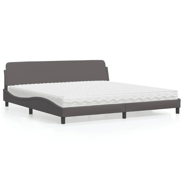 vidaXL seng med madras Dover 200x200 cm kunstlæder grå