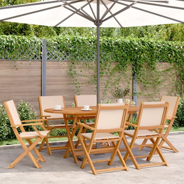 vidaXL havestole 6 stk. foldbar stof massivt træ beige