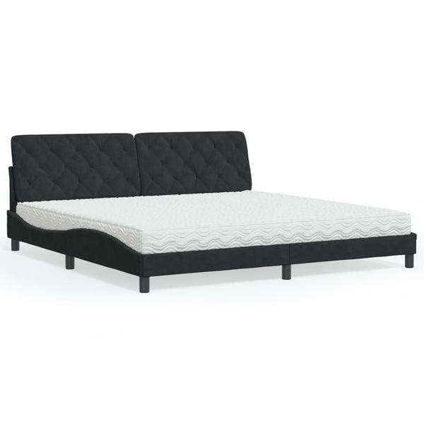 vidaXL seng med madras 200x200 cm velour sort