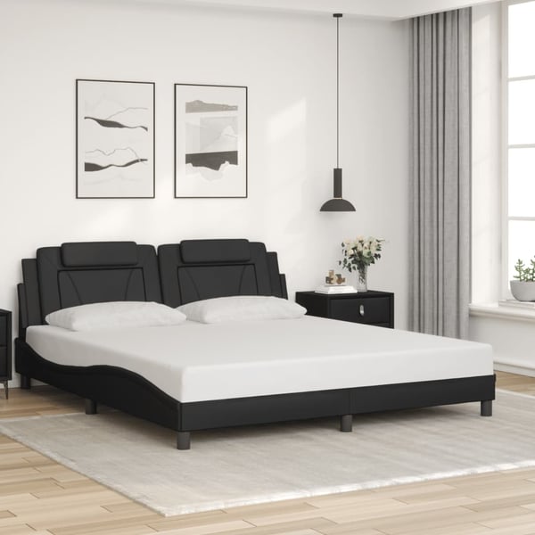 vidaXL sengeramme Viana med LED uden madras 180x200 cm sort