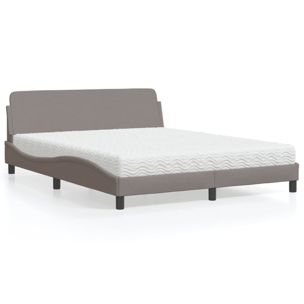 vidaXL seng med madras Dover 160x200 cm stof gråbrun