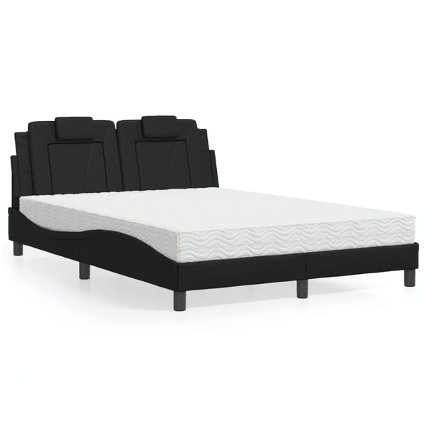 vidaXL seng Viana med madras 140x190 cm kunstlæder sort