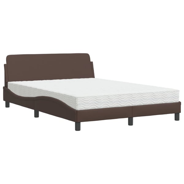vidaXL seng med madras Dover 140x190 cm kunstlæder brun