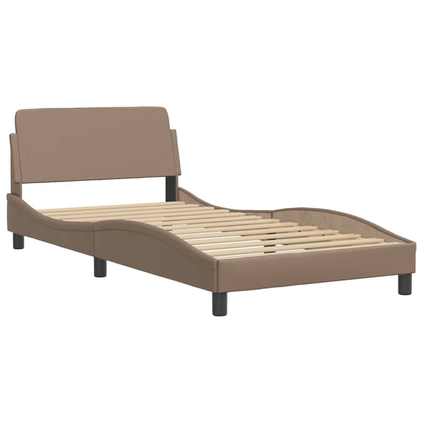vidaXL seng med madras Dover 100x200 cm kunstlæder cappuccinofarvet