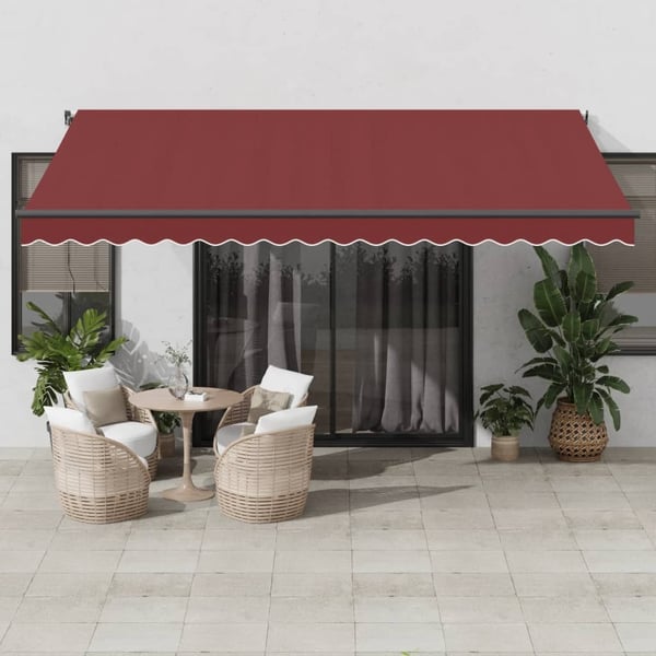 vidaXL Käsin kelattava markiisi LEDit viininpunainen 450x350 cm