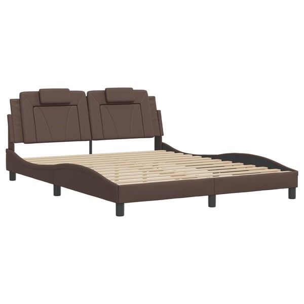 vidaXL sengeramme Viana med LED uden madras 160x200 cm brun