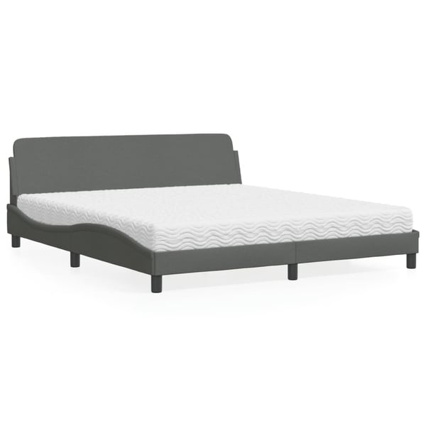 vidaXL seng med madras Dover 180x200 cm stof mørkegrå
