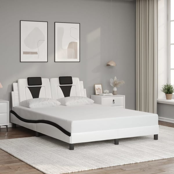 vidaXL sengeramme Viana med LED uden madras 140x200 cm hvid og sort