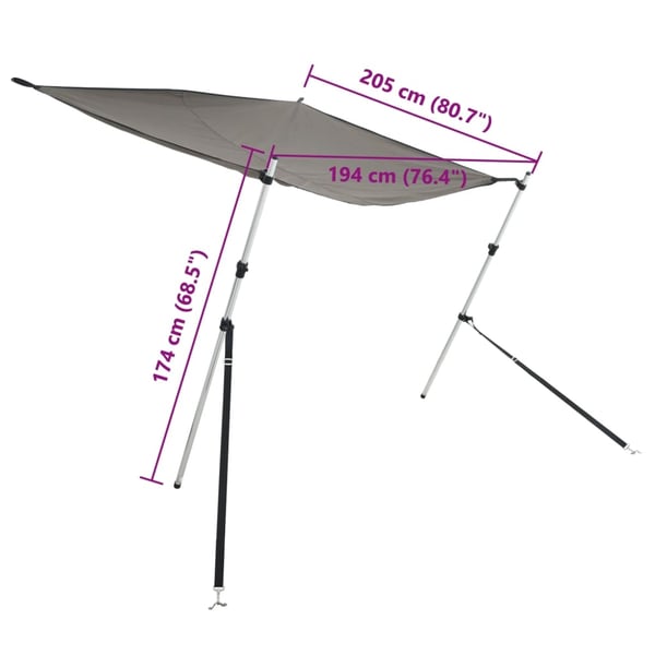 vidaXL T-Top solskjermutvidelse antrasitt 174x205x(115-194) cm
